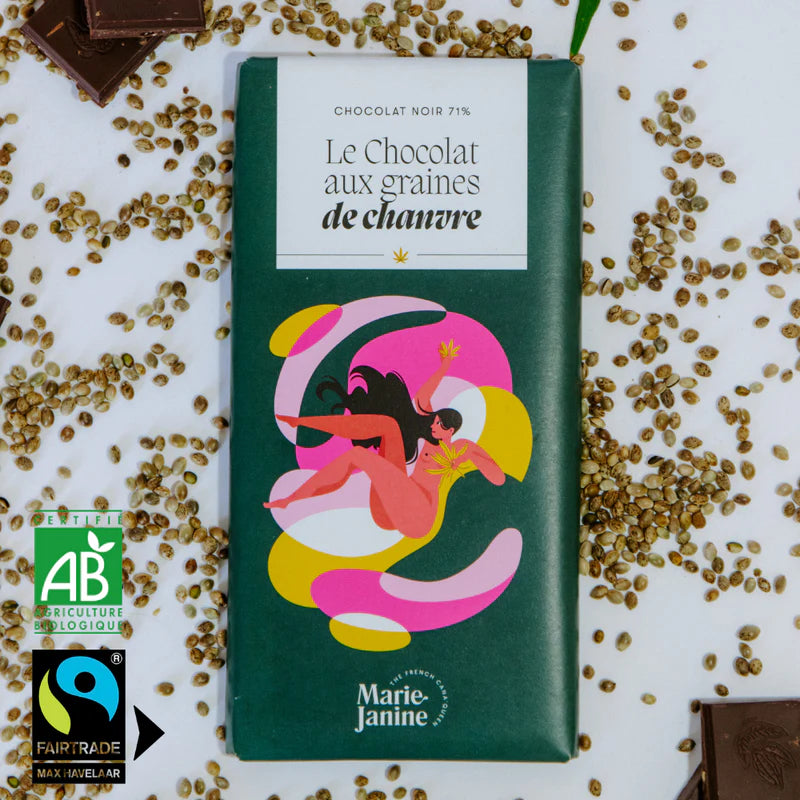 Chocolat noir aux graines de chanvre