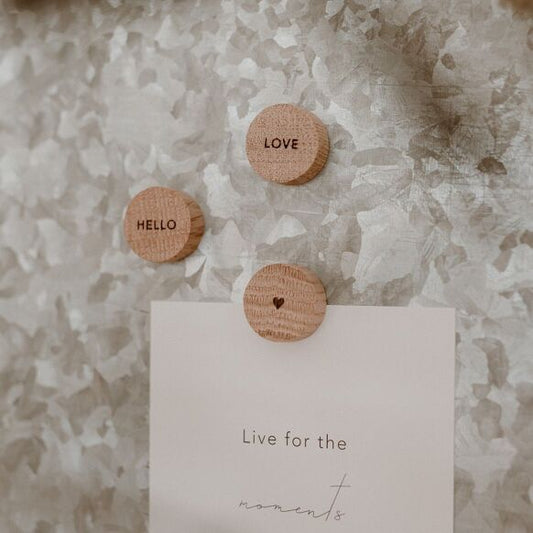 Lot de 3 aimants en bois Hello Love ♥