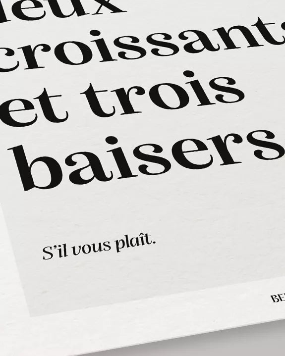Affiche - Un café,  deux croissants et trois baisers