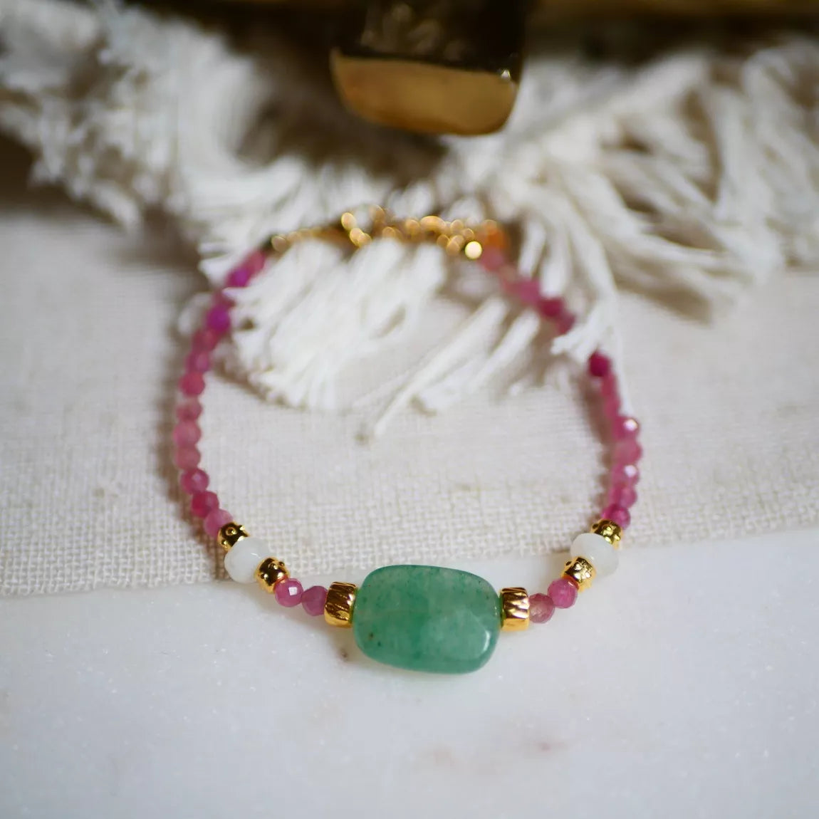 Bracelet Udyati Tourmaline rose et Aventurine