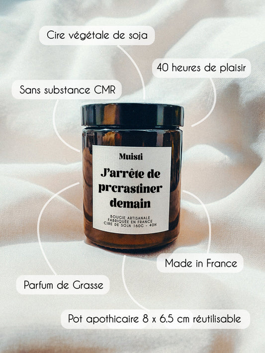 Bougie Parfumée - J'arrête de procrastiner demain