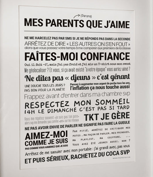 Affiche - Mes Parents (Darons) que j'aime