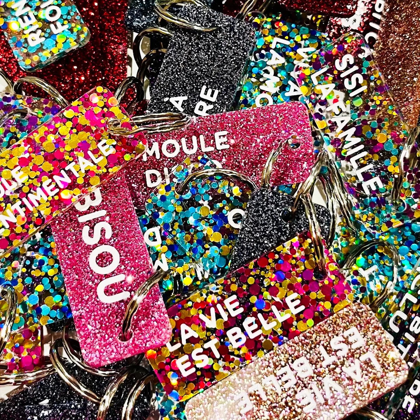 ROULE MA POULE Porte-clés à paillettes BLEU