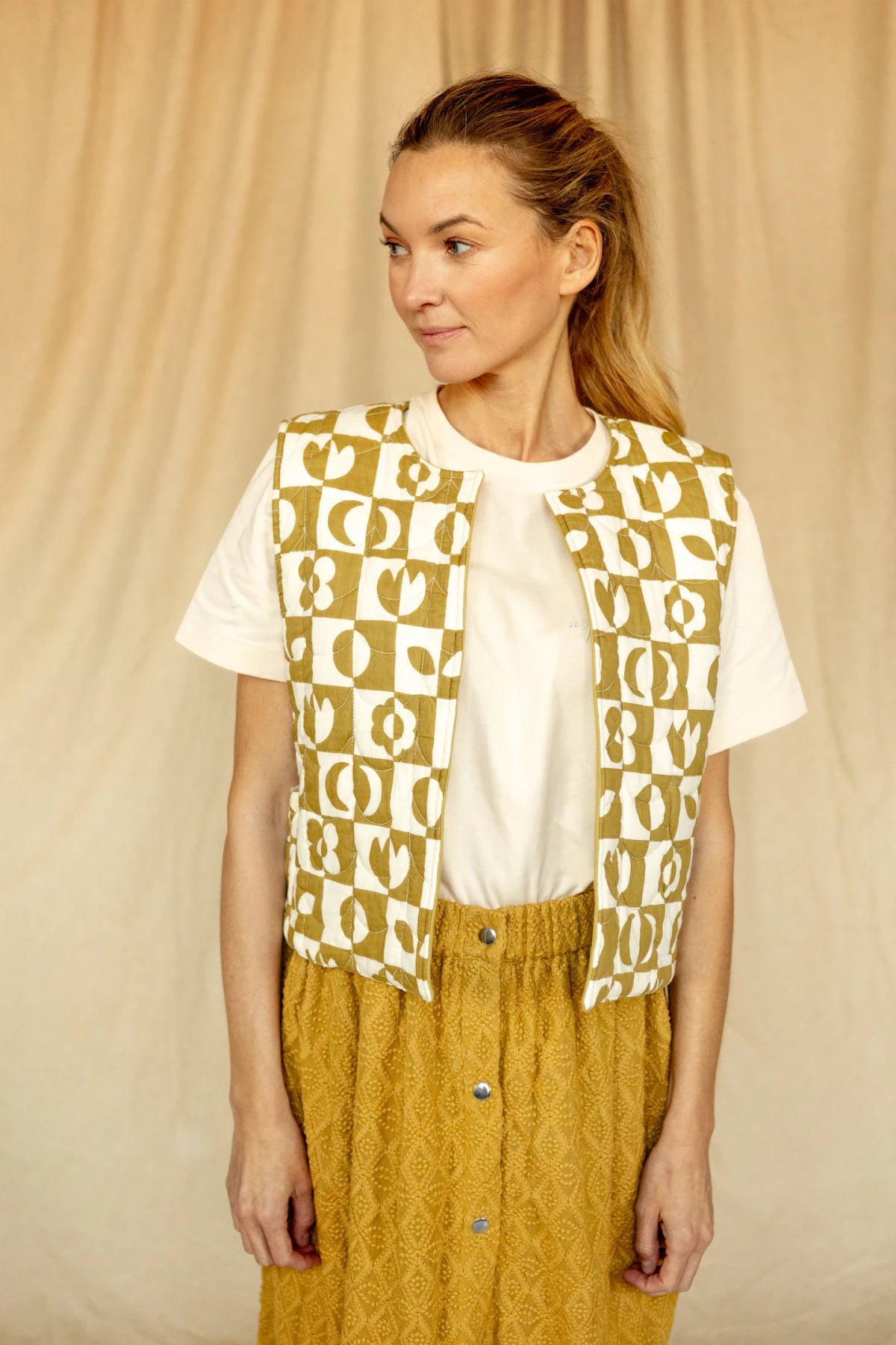 Gilet Sakari - Damier Tobacco