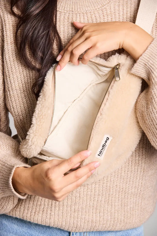 Sac banane M Olivia Teddy - Fausse Fourrure Écru