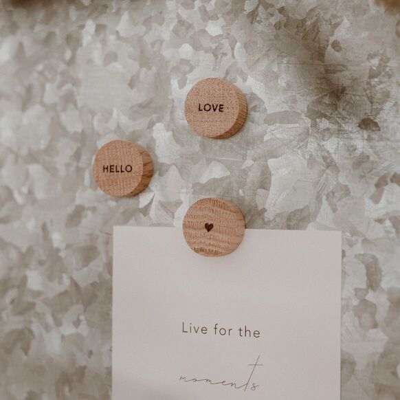 Lot de 3 aimants en bois Hello Love ♥