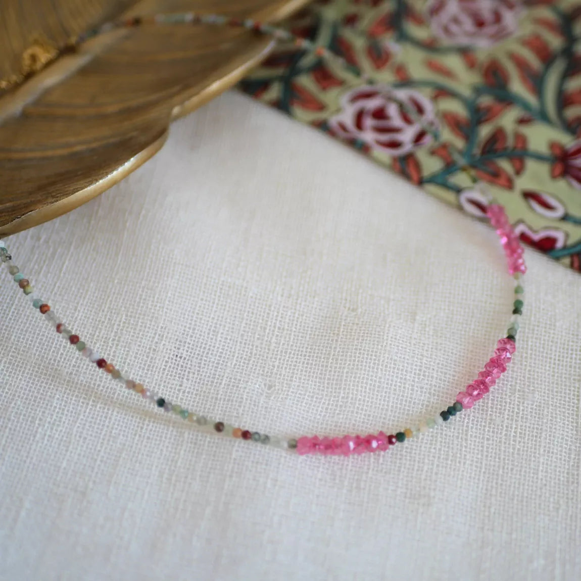 Collier Anjali agate indienne et topaze rose