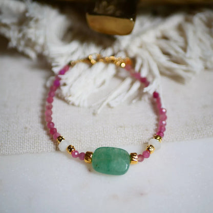 Bracelet Udyati Tourmaline rose et Aventurine