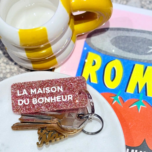 LA MAISON DU BONHEUR Porte-clés à paillettes OR