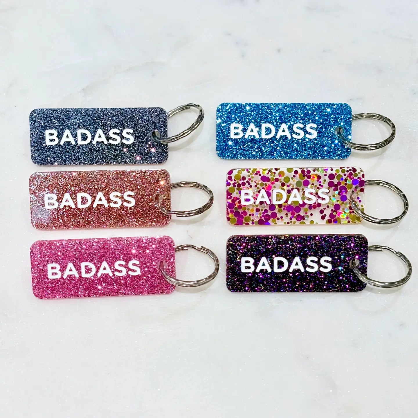 BADASS Porte-clés à paillettes VIOLET-OR-VERT