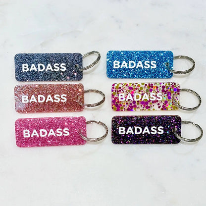 BADASS Porte-clés à paillettes VIOLET-OR-VERT