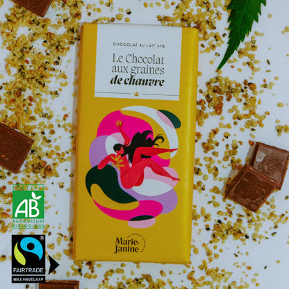 Chocolat au lait et aux graines de chanvre