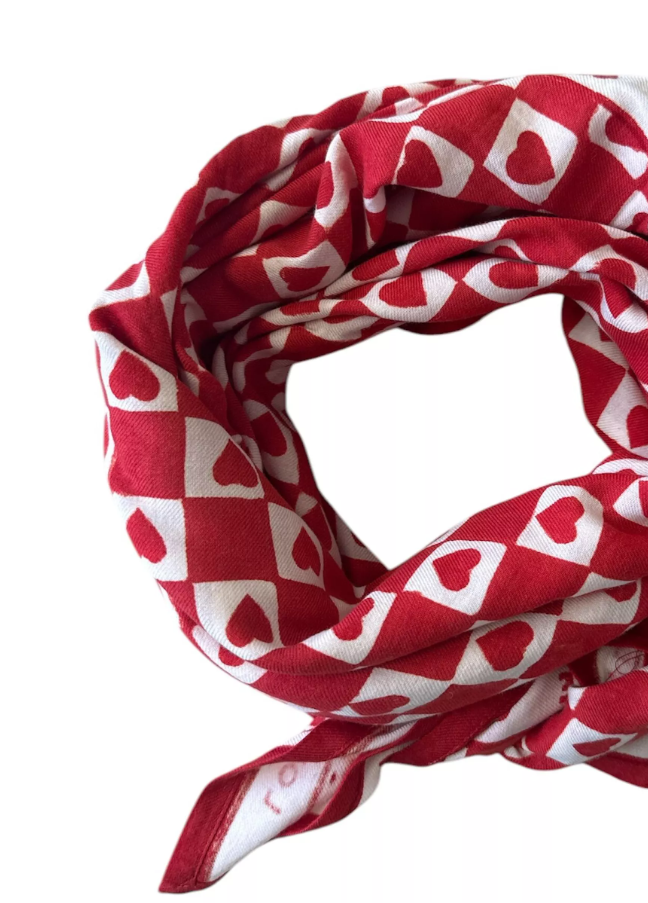 Foulard Bébé Enfant Adultes Coeur Rubis 50 cm