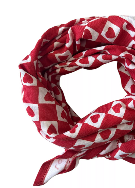 Foulard Bébé Enfant Adultes Coeur Rubis 50 cm