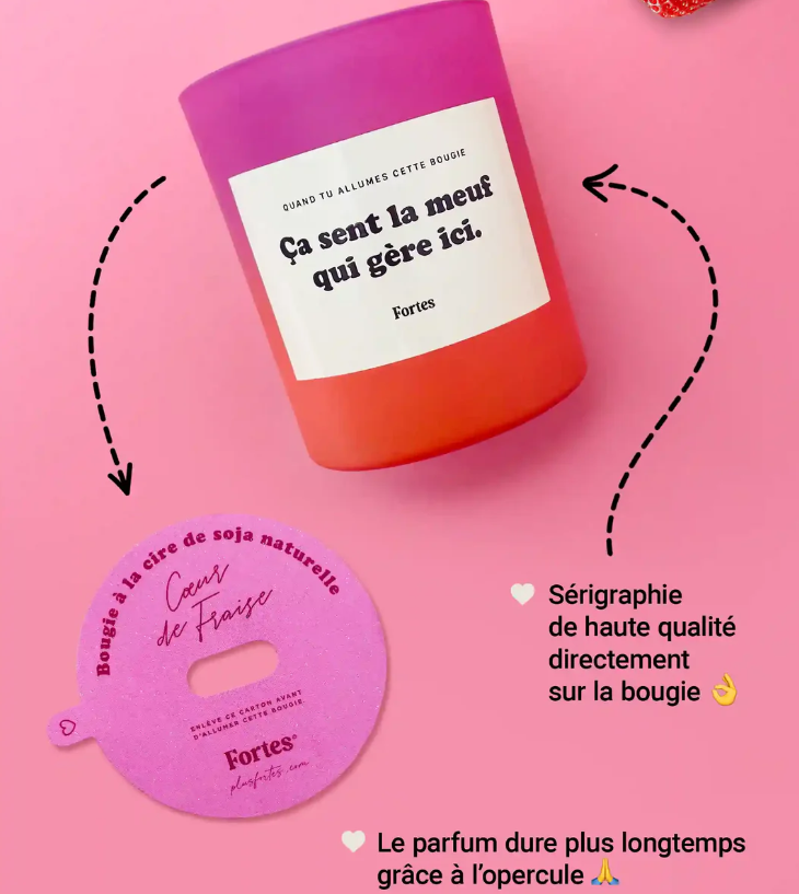 Tu gères meuf - La Bougie Cœur de Fraise