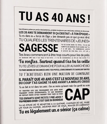 Affiche - Tu as 40 ans