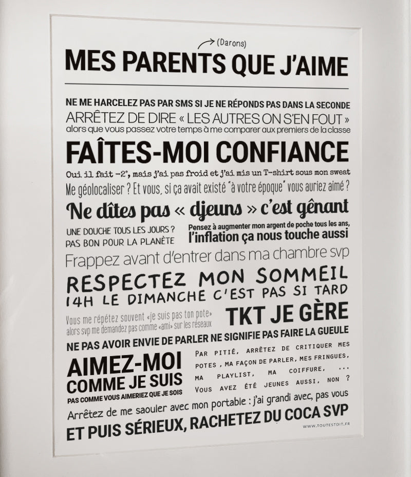 Affiche - Mes Parents (Darons) que j'aime