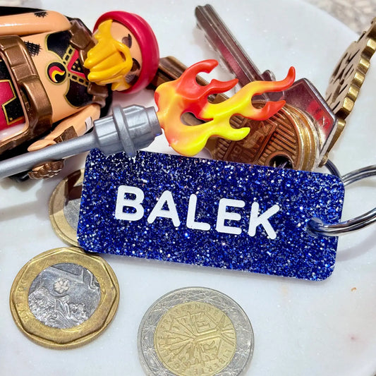 BALEK Porte-clés à paillettes Bleu