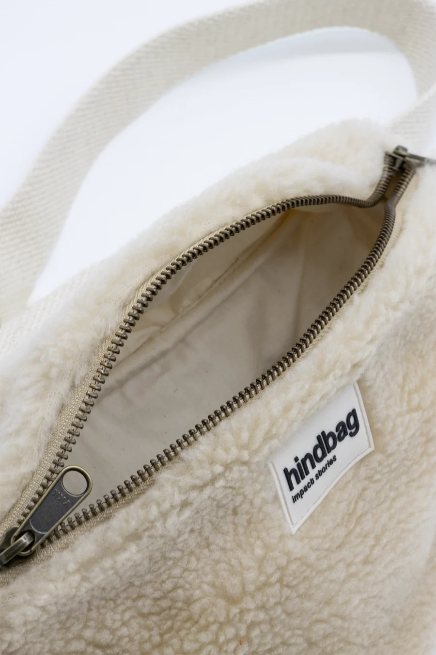 Sac banane M Olivia Teddy - Fausse Fourrure Écru