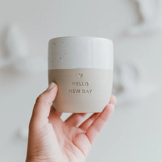 Mug en grès Hello New Day