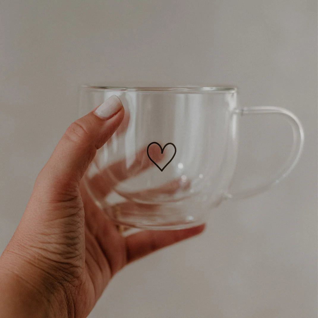 Tasse en verre double paroi cœur 250ml