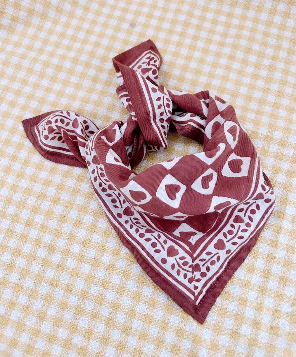 Foulard Bébé Enfant Coeur Prune 50 cm