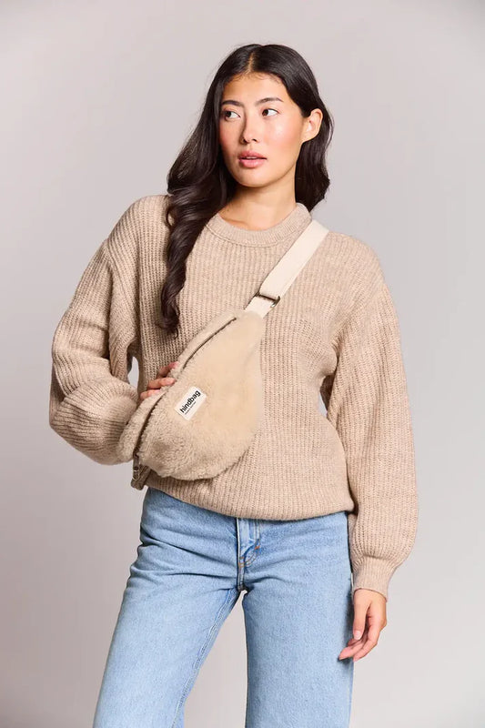 Sac banane M Olivia Teddy - Fausse Fourrure Écru