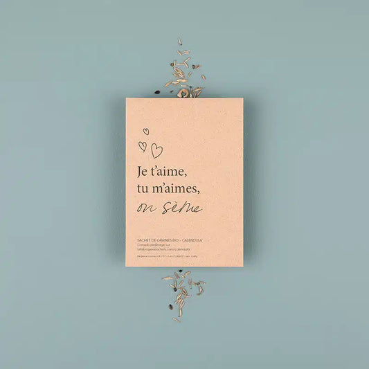 Je t’aime, tu m’aimes, on sème – Sachets de graines à offrir